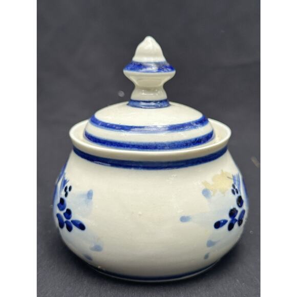 Gzhel COBALT Blue Porcelain Sugar Bowl or Honey Pot Hand Made In RUSSIA -4O - Picture 2 of 9